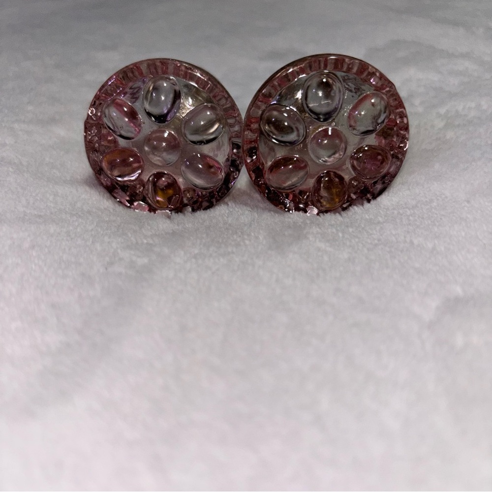 Pair of Pink Glass Knobs